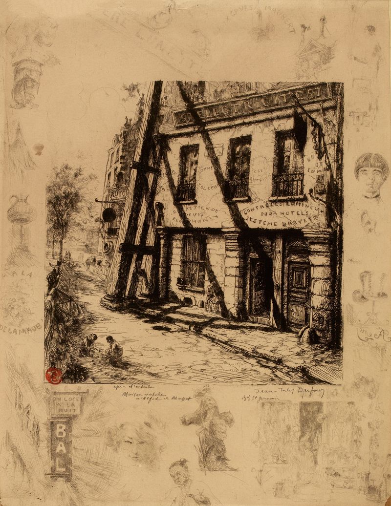 Maison natale de Musset by Jean-Jules Dufour, oil on canvas depicting a house at dusk.
