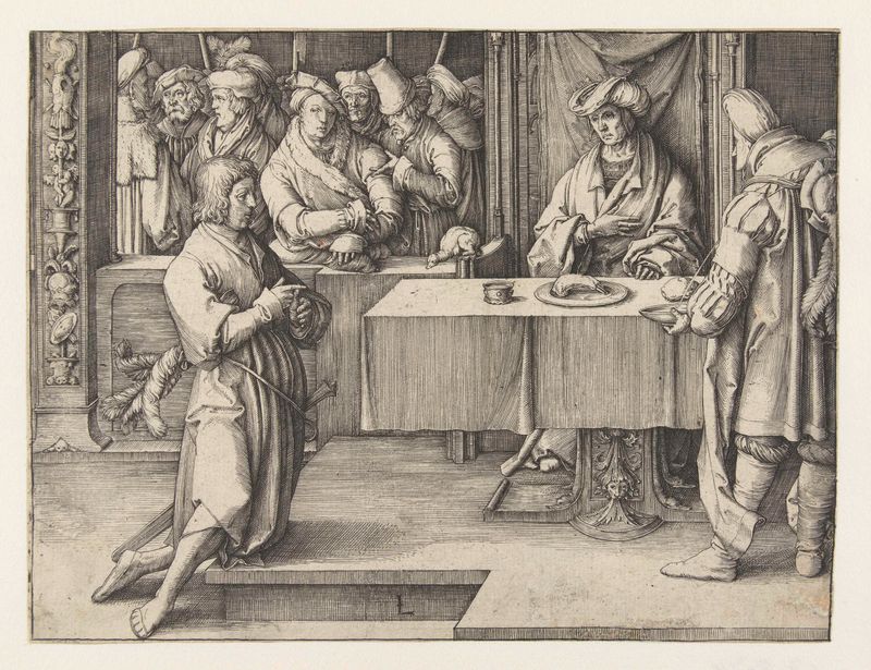 Grabado de Lucas van Leyden que representa a José interpretando los sueños del Faraón