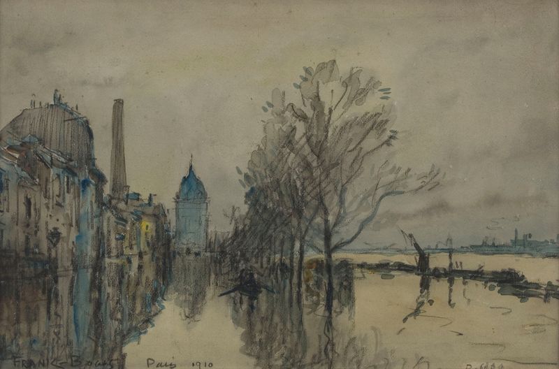 Vue de la Seine pendant les inondations, oil on canvas by Frank Myers Boggs
