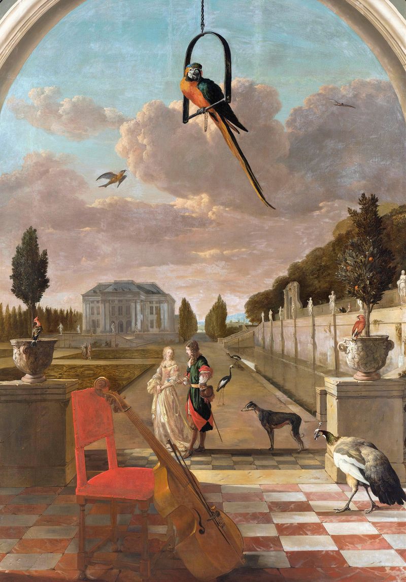 Park with Country House by Jan Weenix, oil on canvas depicting a lush landscape with a country house.