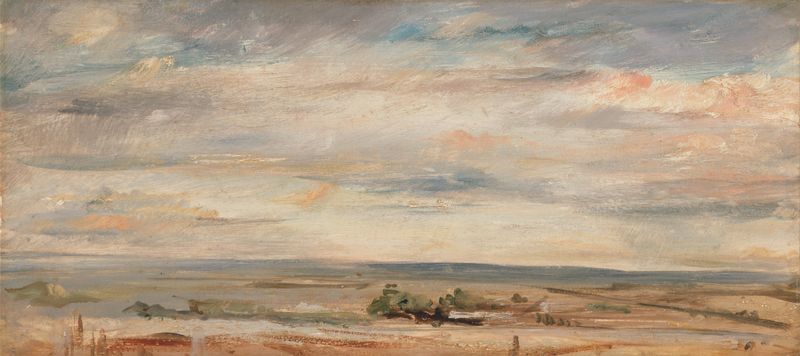 Cloud Study, Early Morning de John Constable, óleo que muestra un cielo sereno con nubes.