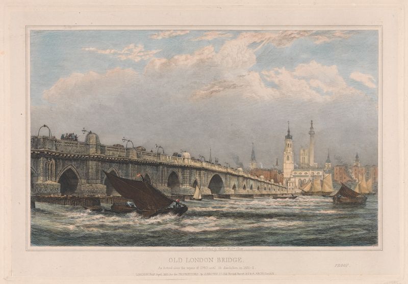 Old London Bridge by Edward William Cooke, 1833, oil painting