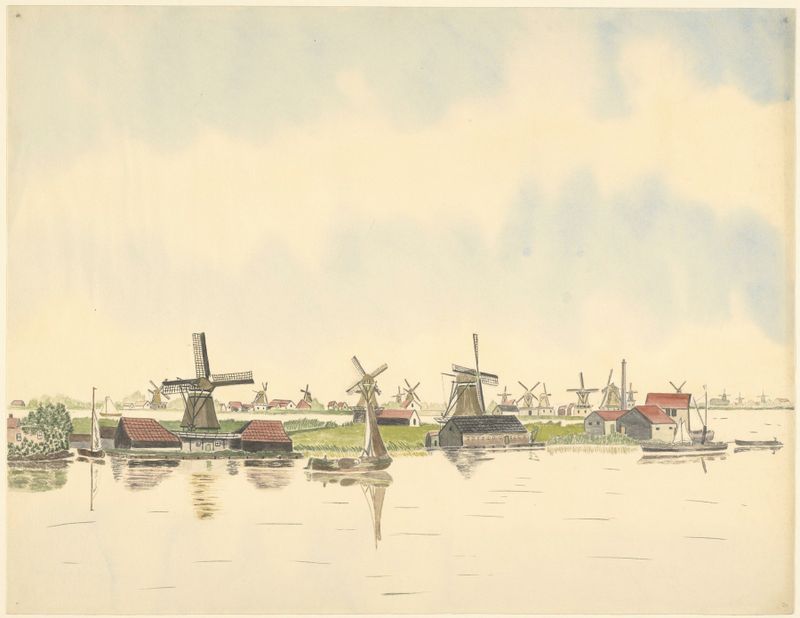 Paisaje con molinos y río de Johannes Nicolaas Eijman, medio desconocido