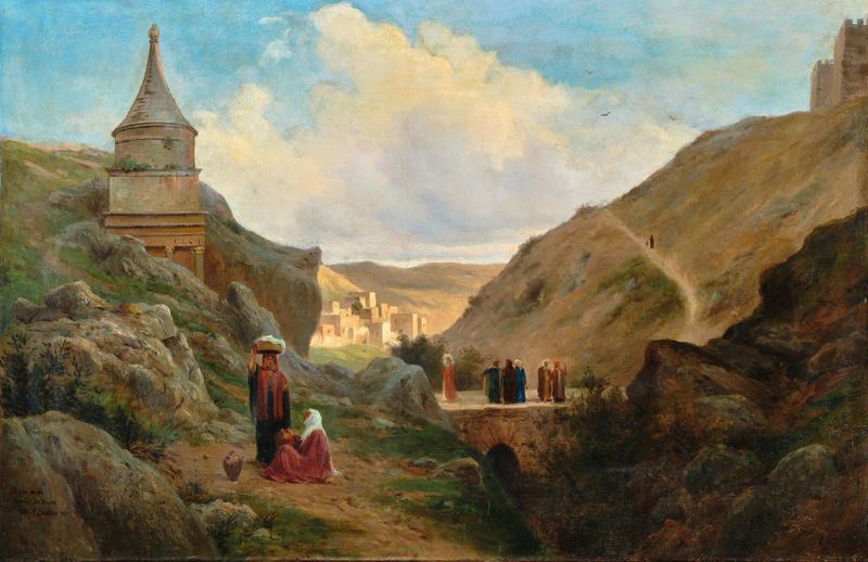 Jerusalém, Vale do Kidron com a Tumba de Absalão, óleo sobre tela de Paul Chardin