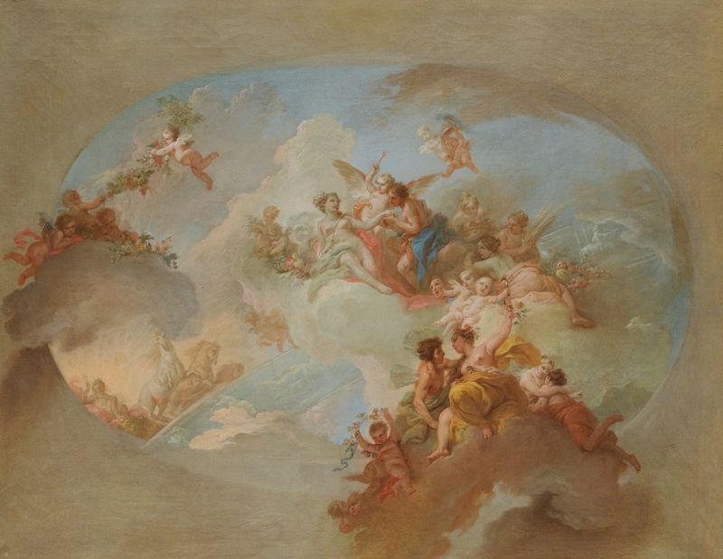 A Bozetto With Flora And Zephyr, oil on canvas by Italian School