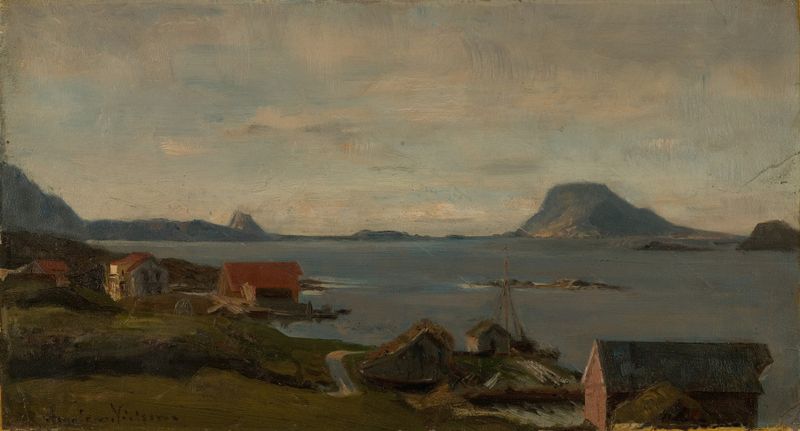 Paisagem de Amaldus Nielsen, apresentando matizes e sombras em um estilo romântico.