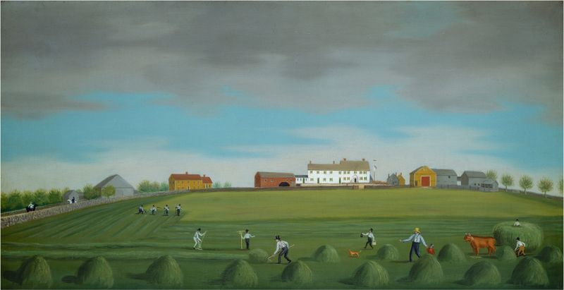 Ralph Wheelock’s Farm by Francis Alexander, oil painting depicting a sunset over a countryside landscape.