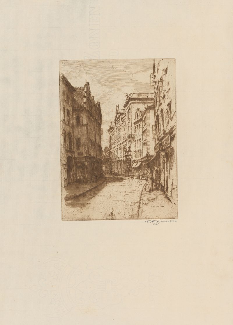 Dominikánská [Husova] Street oil painting by Tavík František Šimon featuring elegant buildings and warm light