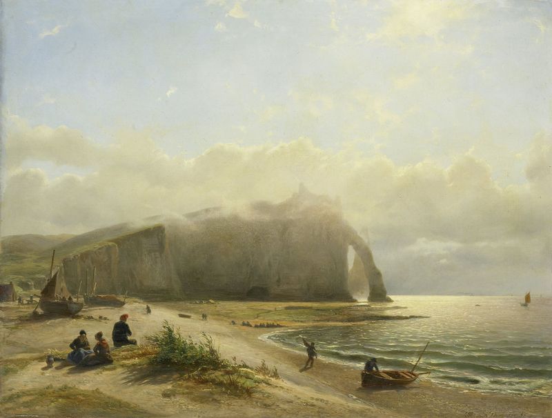 Seascape near the Coast, óleo sobre tela de Willem Anthonie van Deventer, retratando ondas e um horizonte vibrante.