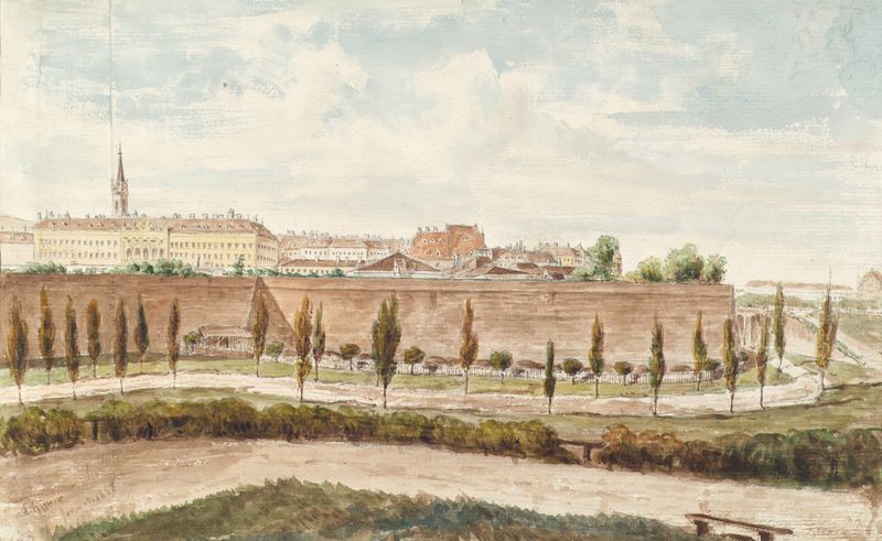 Architecture of Augustinerbastei in Wien by Emil Hütter, oil painting