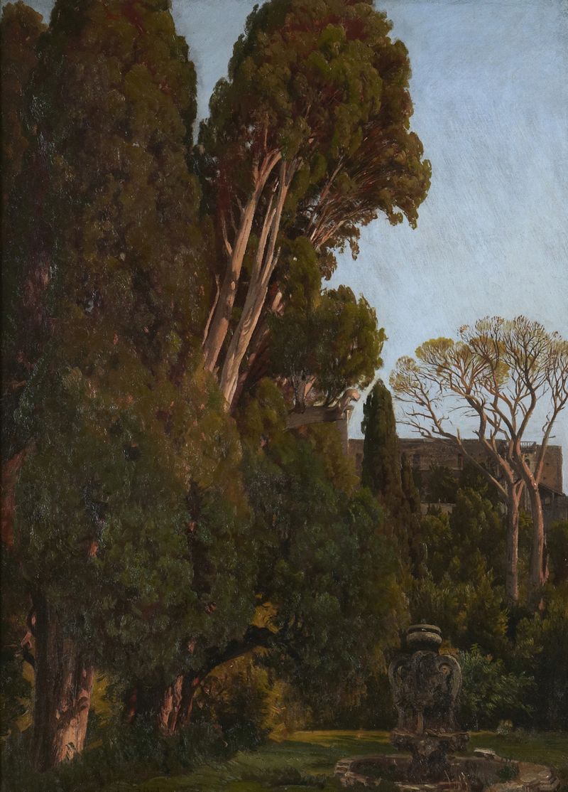 Los Cipreses en la Villa d'Este en Tivoli de Worthington Whittredge, pintura al óleo