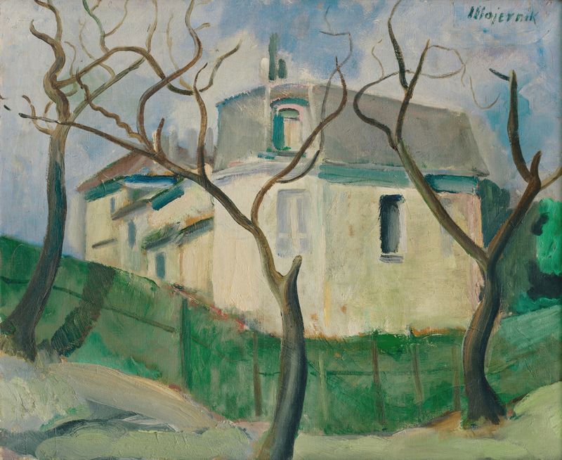 Villa in the garden by Cyprián Majerník, depicting a figure among flowers in a landscape.
