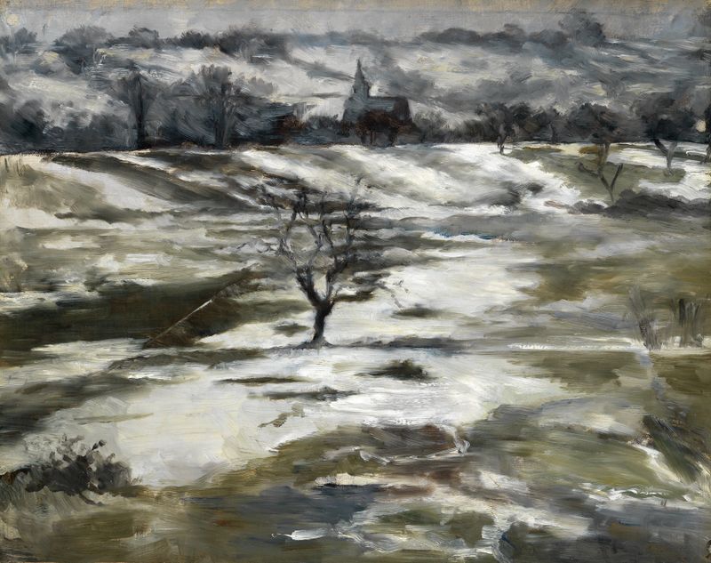 Taunus landscape in early spring, oil on canvas by Louis Eysen