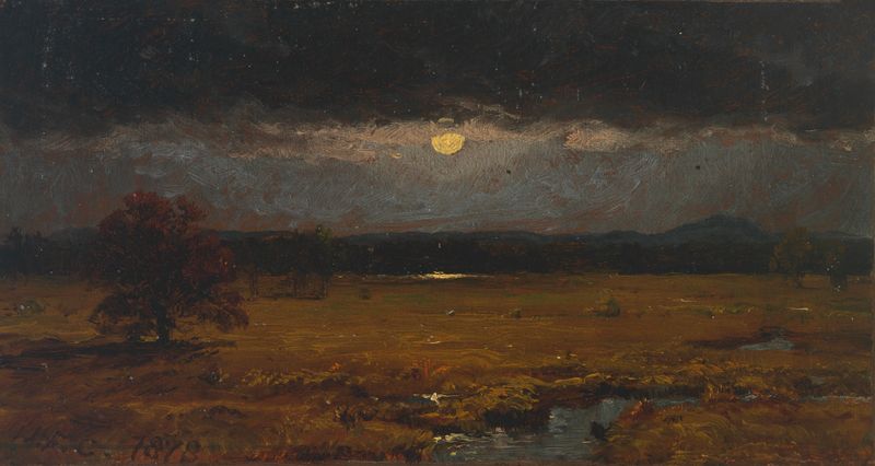 Paisaje con atardecer y agua de Jasper Francis Cropsey, pintura al óleo