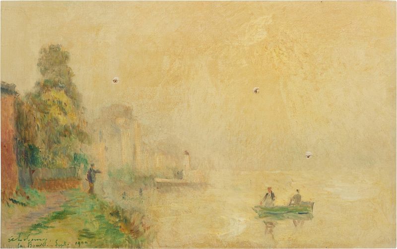 Paisagem do rio Sena por Albert Lebourg, pintura a óleo