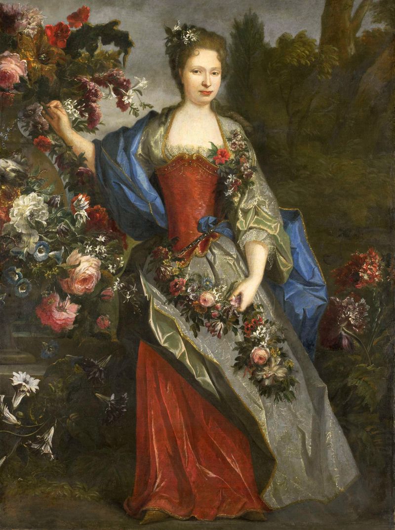 Portrait of a woman as Flora, oil on canvas by Nicolas de Largillière