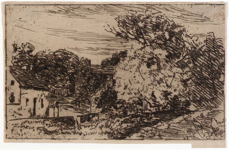Glebe Farm–Isle of Man de Julian Alden Weir, pintura a óleo que retrata uma paisagem campestre serena