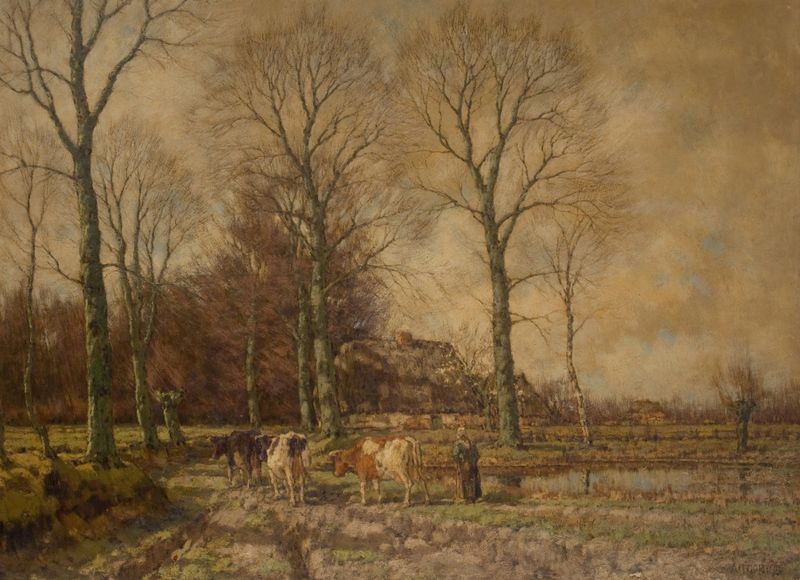 Landscape with Cattle by Arnold Marc Gorter, depicting cattle in a serene landscape, unknown medium.