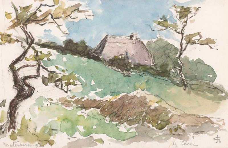 Paisaje con granja en Materborn de Carel Nicolaas Storm van 's-Gravesande, óleo sobre lienzo