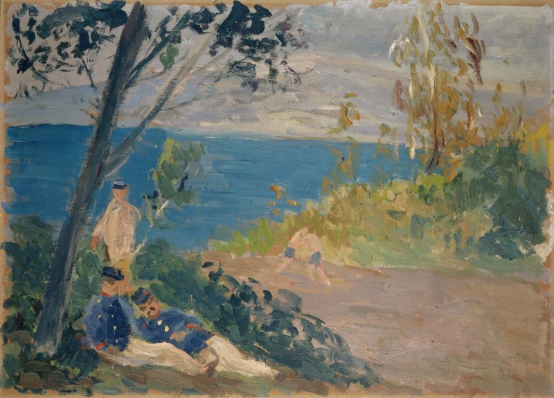Siesta of the Frontier Guards by the Beach, realismo de Ernst Schiess