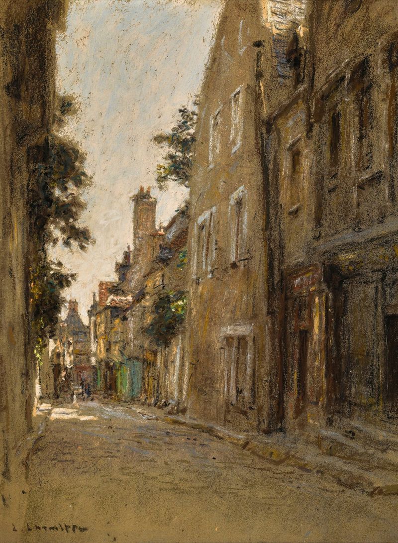 Paisagem de Une Rue À Bourges, óleo sobre tela de Léon Augustin Lhermitte