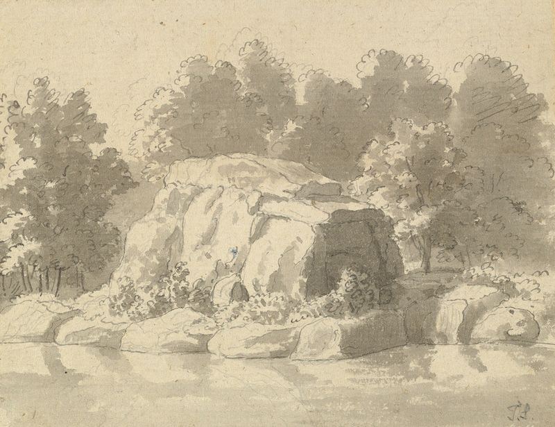 Design for Rock-work at Virginia Water by Thomas Sandby, depicting rock formations and water in a landscape