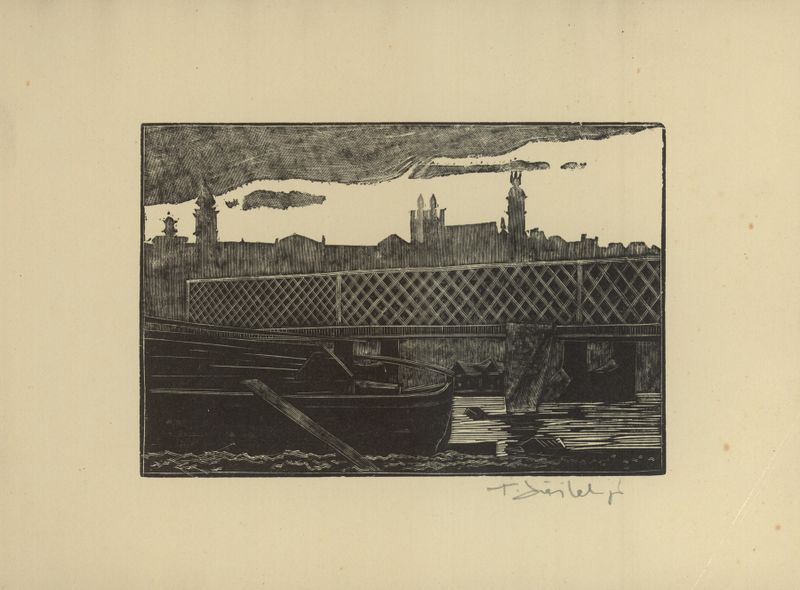 Most Kierbedzia de Tadeusz Cieślewski, arquitectura modernista, pintura al óleo