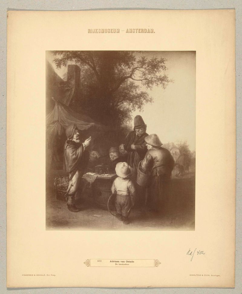 Genre scene with a man showing confidence and deception, albumen print by Vinkenbos & Dewald.
