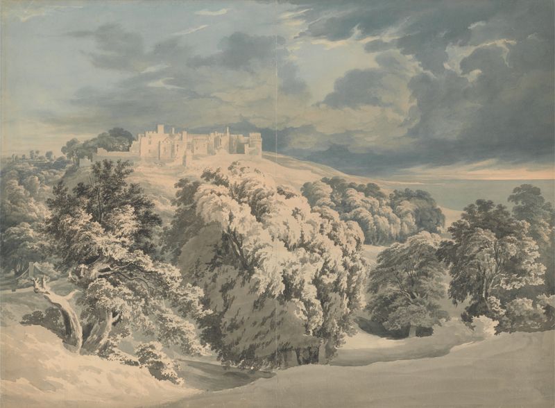 Paisagem do Castelo de St. Donat de John Glover, óleo sobre tela
