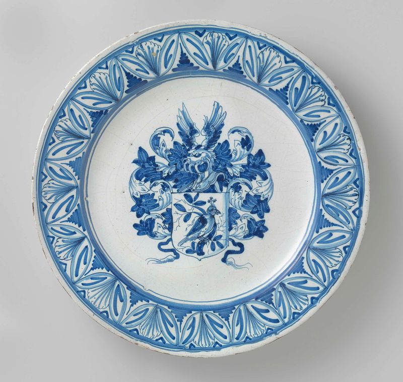 Plato de cerámica con escudo de armas de Willem Jansz. Verstraeten
