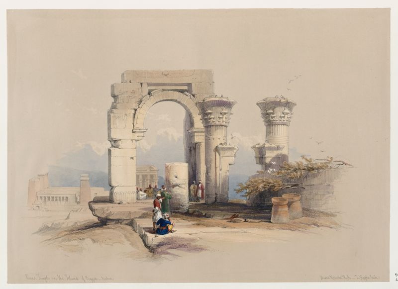 Ruinas de un templo en Nubia, pintura al óleo de David Roberts