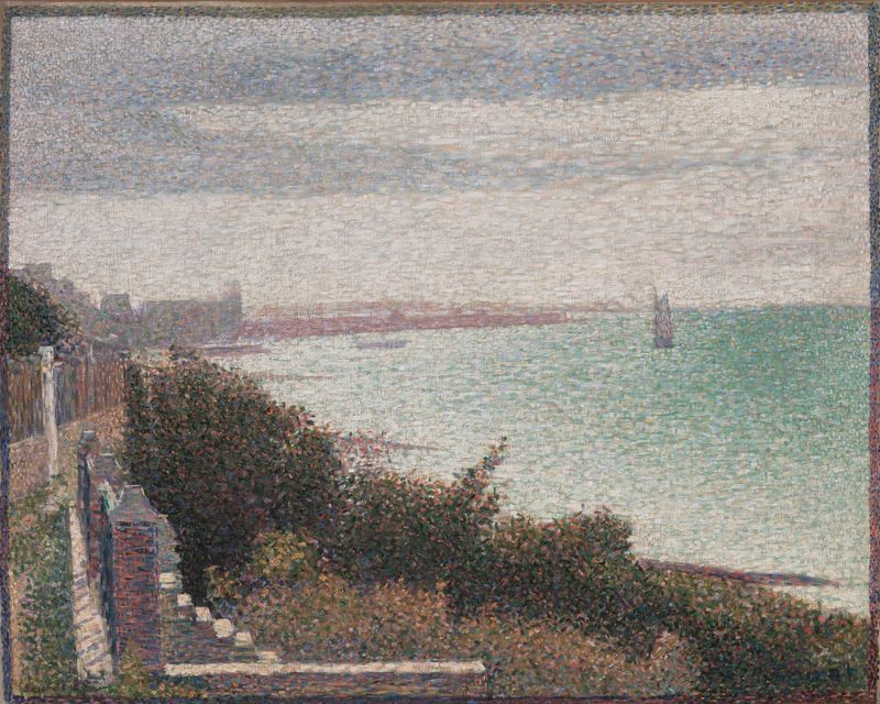 Grandcamp, Evening de Georges Seurat, puntillismo, escena marina