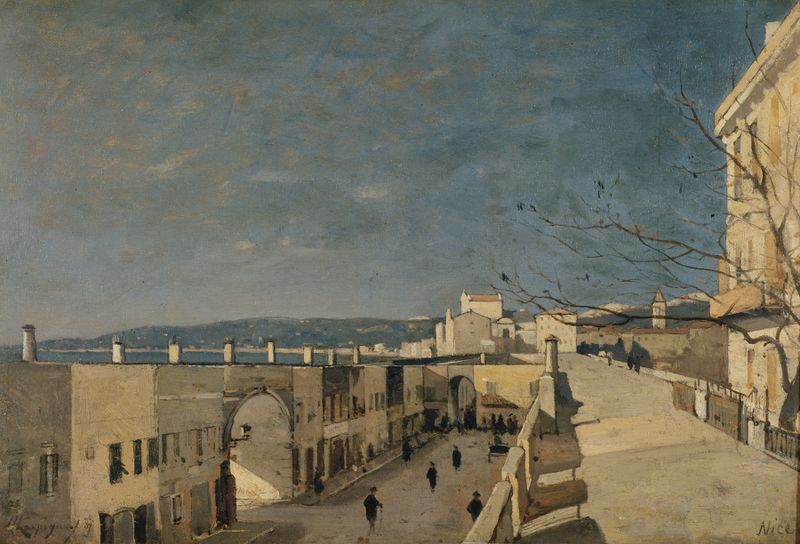 Cena marinha com suaves reflexos na água, pintura a óleo de Henri-Joseph Harpignies