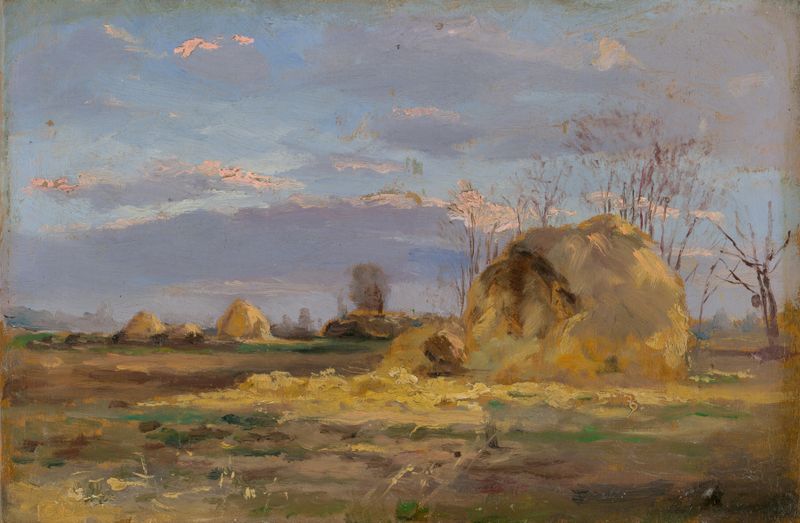 Autumn Landscape with Trees by Ferdinand Katona, oil painting depicting trees in golden light.