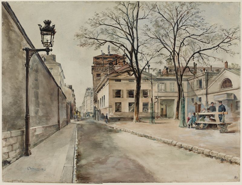 Architecture of Prison Sainte-Pélagie in 1895, oil on canvas by Jules-Adolphe Chauvet