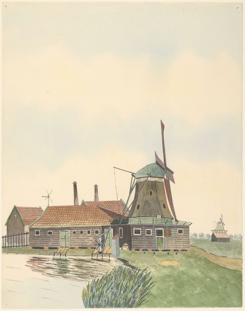 Paisaje con un molino y un río de Johannes Nicolaas Eijman, medio desconocido