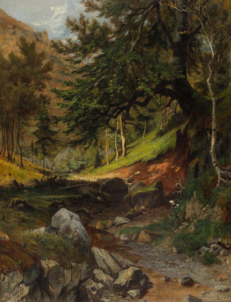 Landscape with a brook, oil painting by Eduard Zetsche