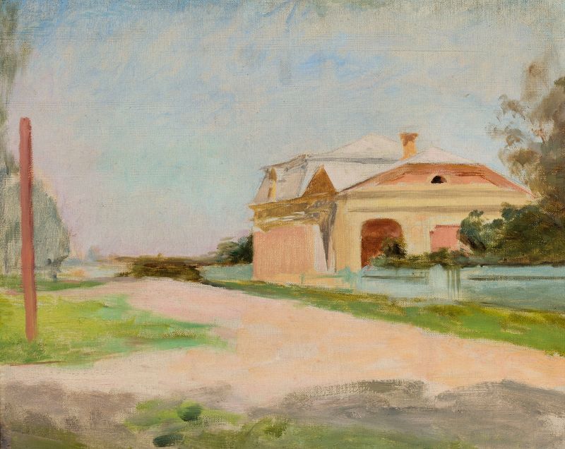 Fachada de la casa de campo en Talashkino, óleo sobre lienzo de Jan Ciągliński