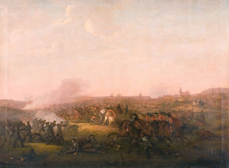 Slaget ved Sehested by Jørgen Sonne, oil on canvas depicting a tense historical battle.