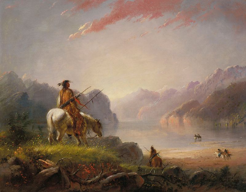 Sunset over the Wind River, oil painting by Alfred Jacob Miller