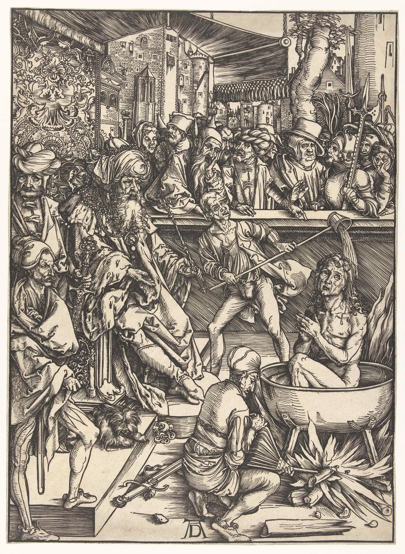 Cena religiosa representando João Evangelista, gravura de Albrecht Dürer