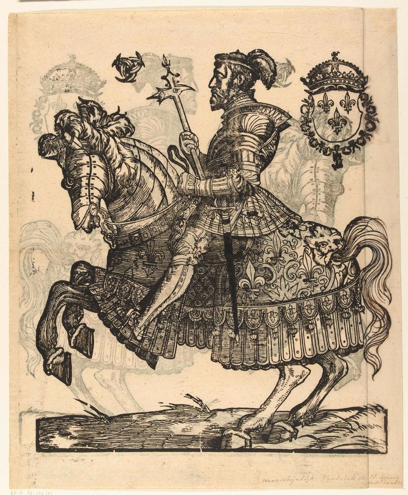 Portrait of Henry II of France on horseback, oil painting by Cornelis Anthonisz