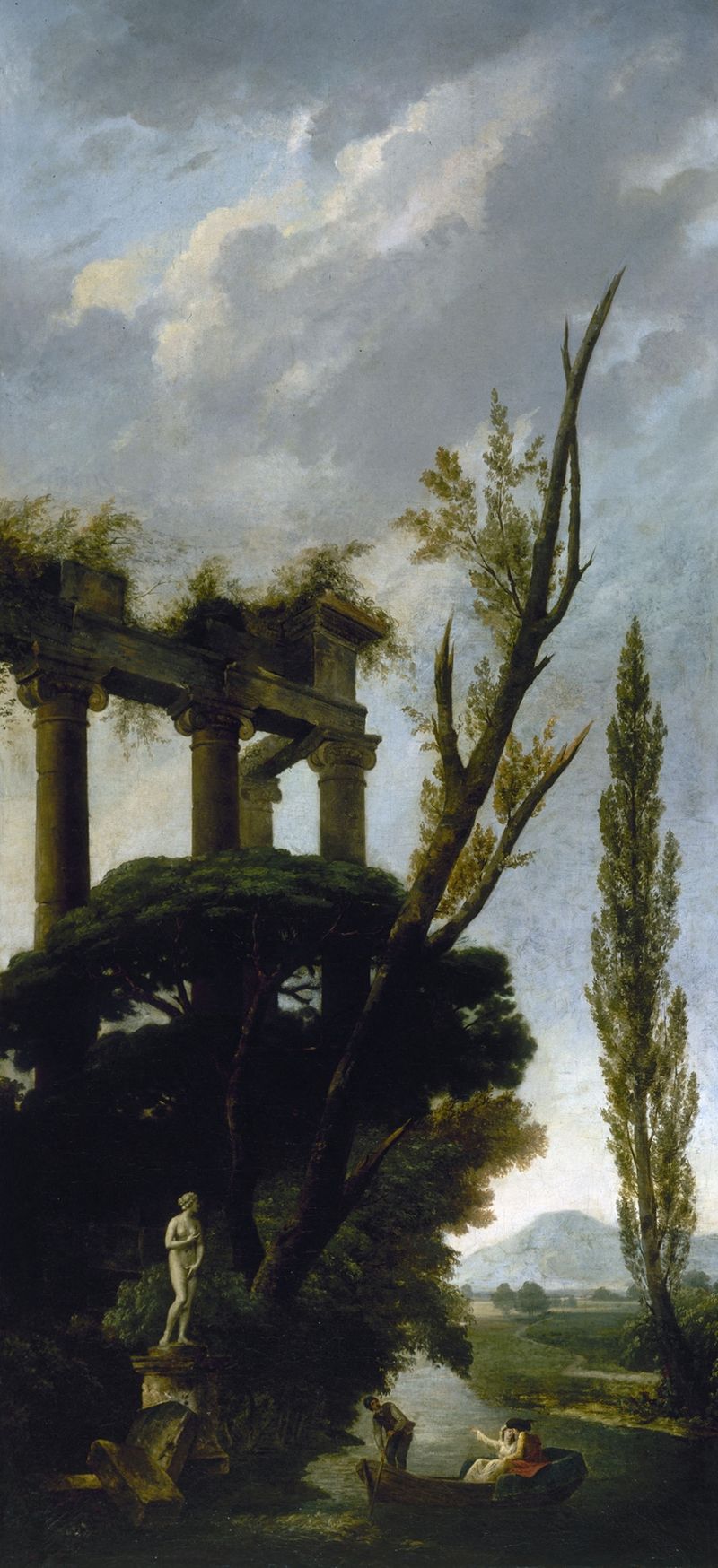 Vénus Médicis de Hubert Robert, óleo sobre lienzo, representando a Venus vestida con tela y mármol.