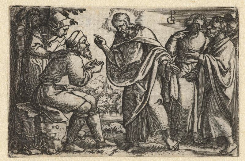 Gravura de Georg Pencz mostrando Cristo curando um cego.