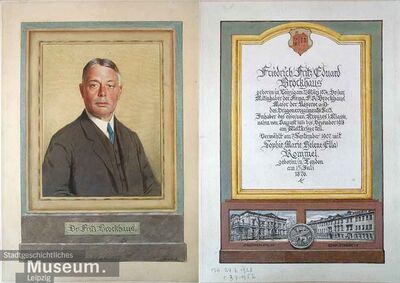 Retrato de Friedrich Fritz Eduard Brockhaus por Carl Blos, óleo sobre papelão