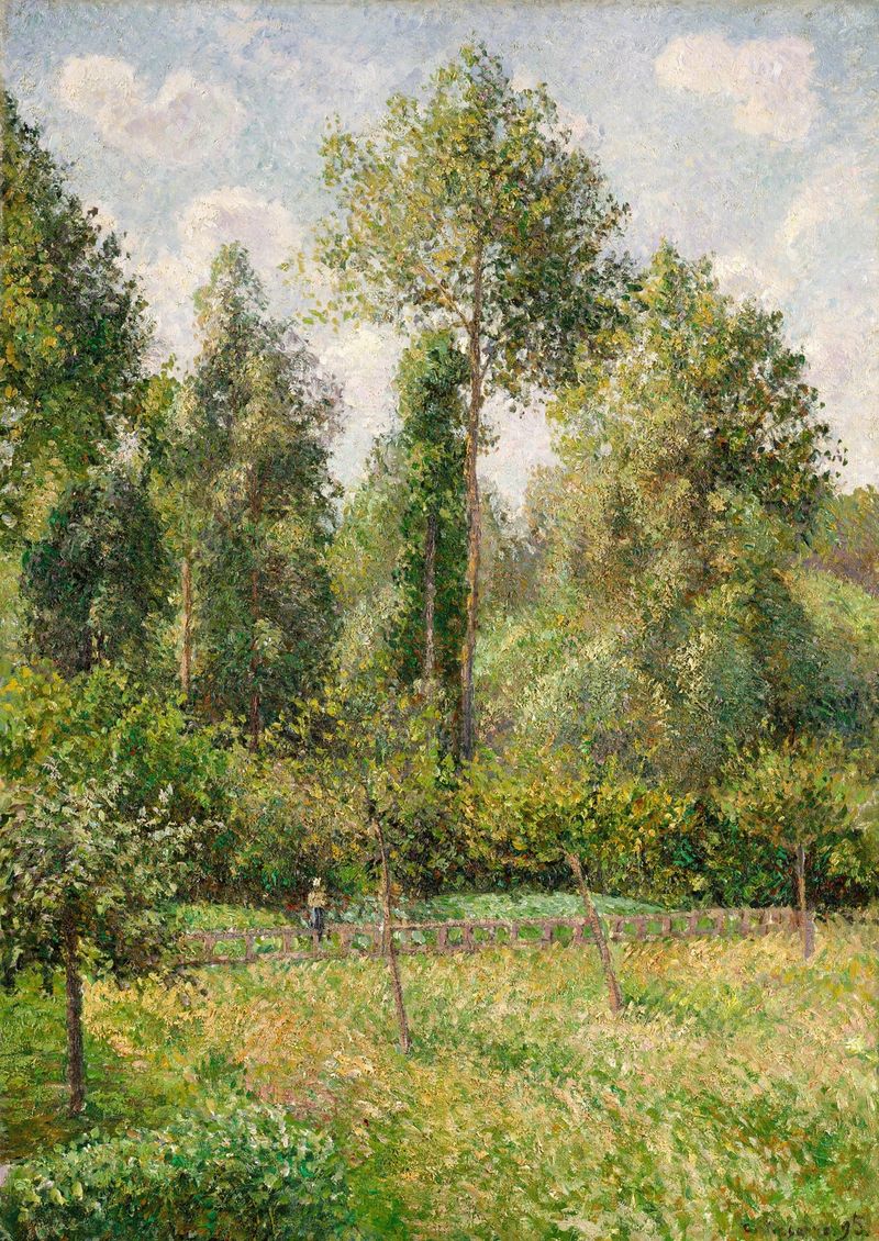 Óleo sobre lienzo de Camille Pissarro que representa álamos vibrantes y luz