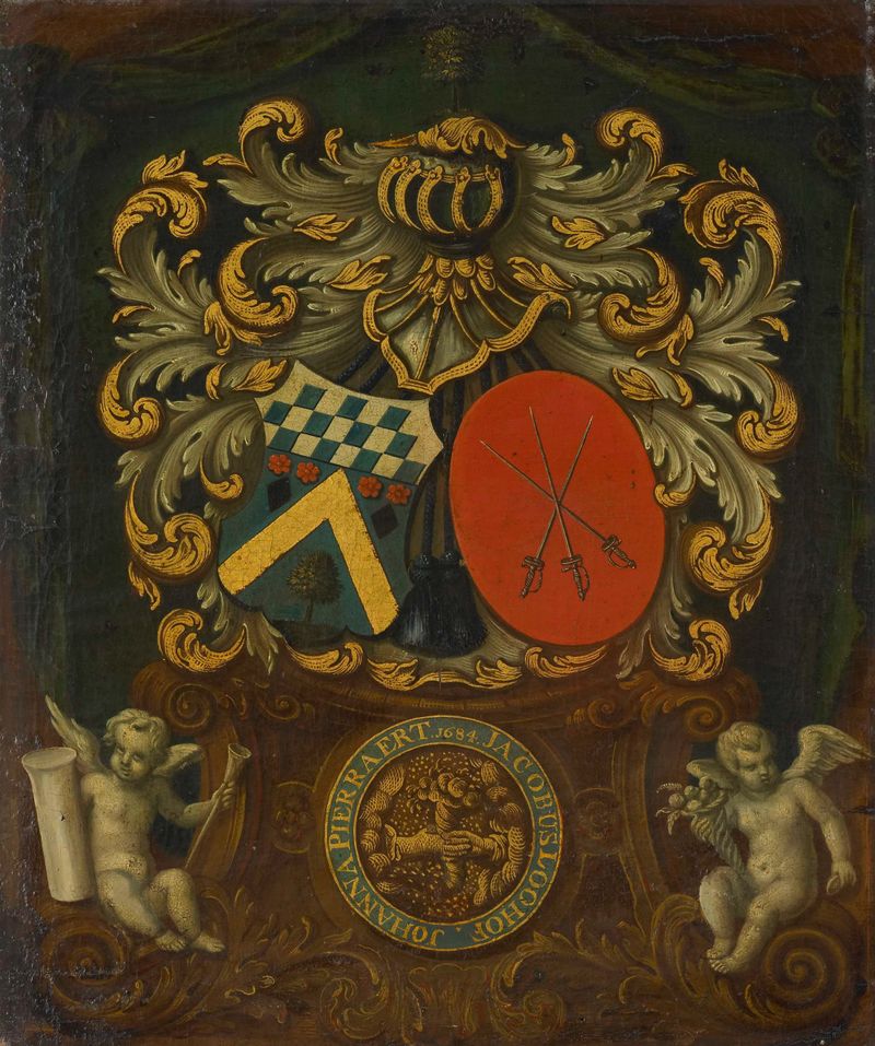 Escudo de alianza en óleo sobre lienzo por Unknown Artist