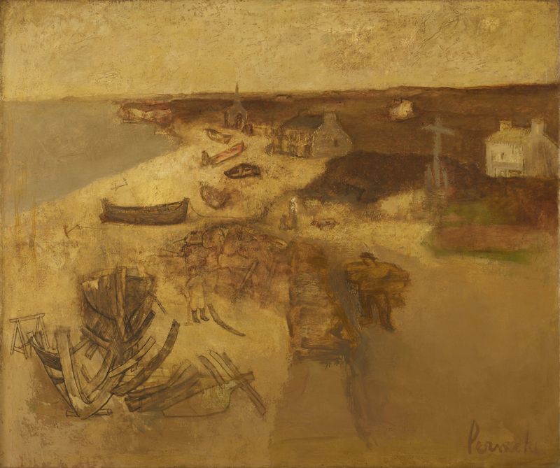 Landscape with hills and a turbulent sky by Constant Permeke, oil painting