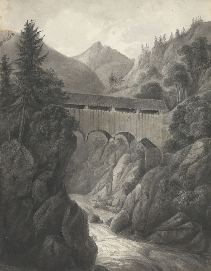 Paisagem com um sereno curso de água de Isaac Weld, pintura a óleo