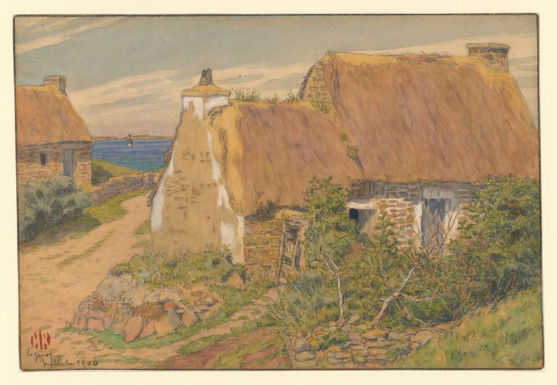 Paisagem com colinas, criada por Henri Rivière em 1900.